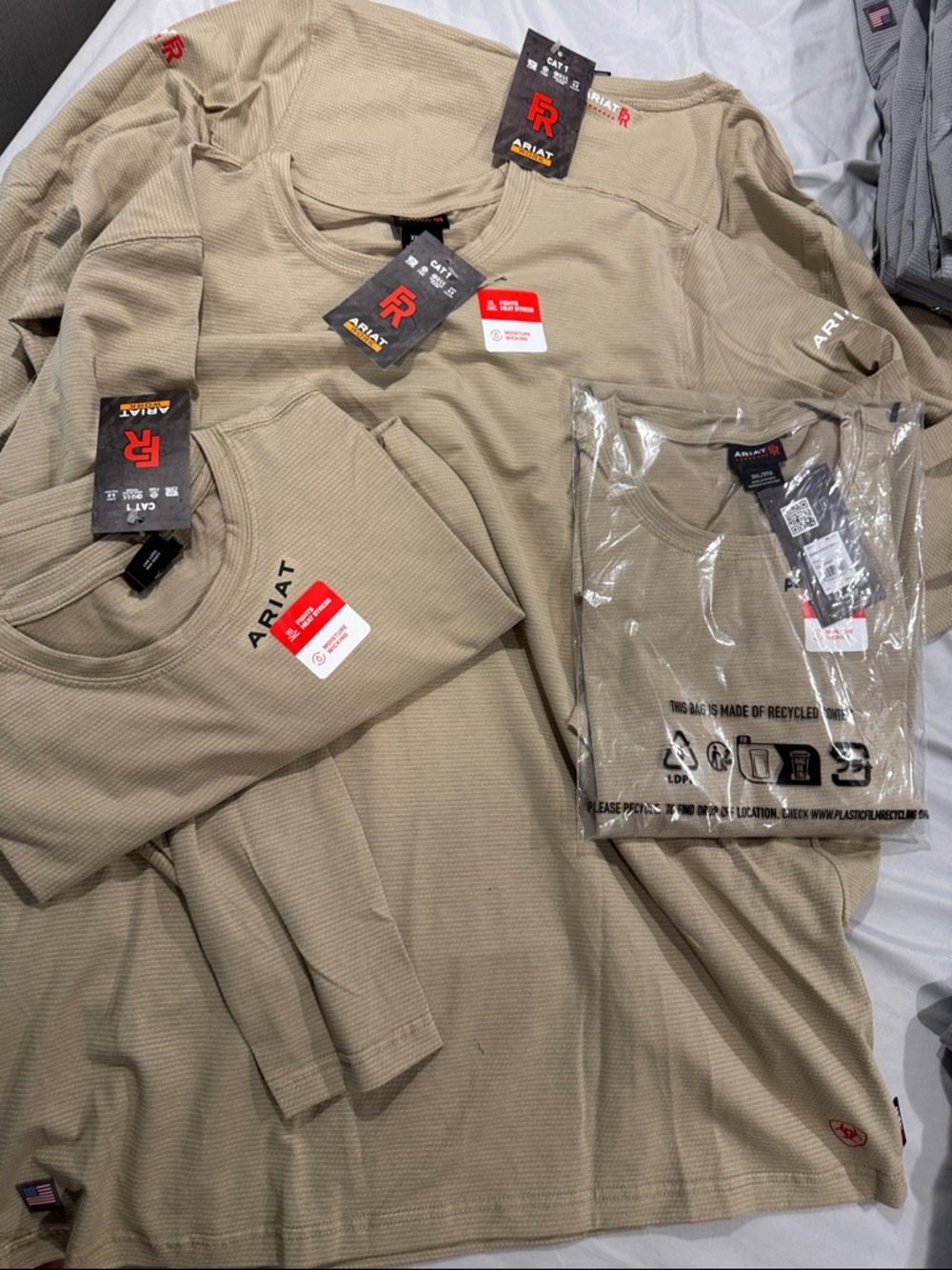 FR- Flame Resistant CAT 1- Ariat Men’s Long Sleeve Thermal Shirt in Tan